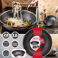 Patelnia wok Klausberg, stal nierdzewna, 28 cm, konstrukcja Triply