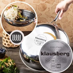 Patelnia wok Klausberg, stal nierdzewna, 28 cm, konstrukcja Triply