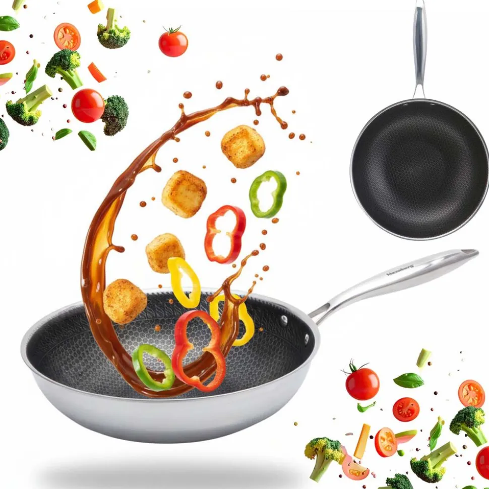 Patelnia wok Klausberg, stal nierdzewna, 28 cm, konstrukcja Triply
