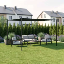Pergola stalowa do elewacji Jumi, 250 x 250 x 250 cm, czarna