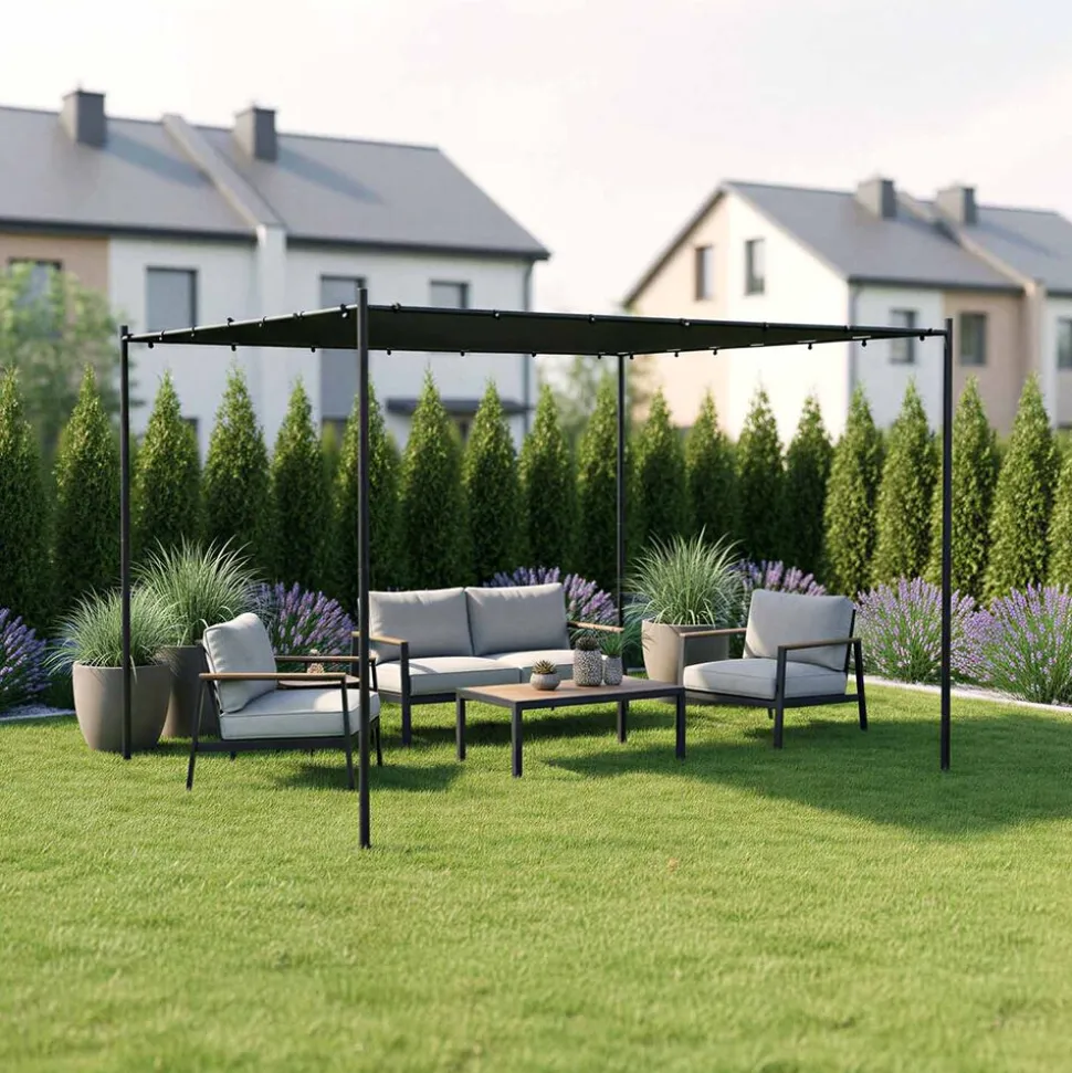 Pergola stalowa do elewacji Jumi, 250 x 250 x 250 cm, czarna