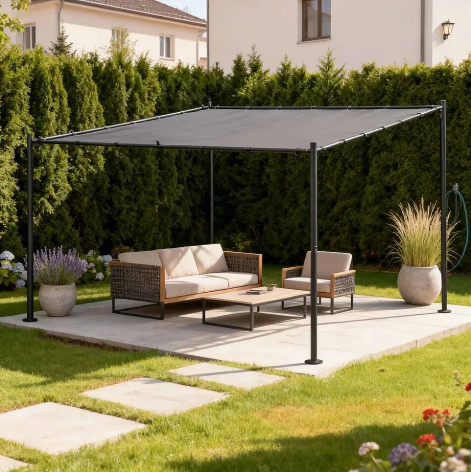 Pergola stalowa do elewacji Jumi, 250 x 250 x 250 cm, czarna