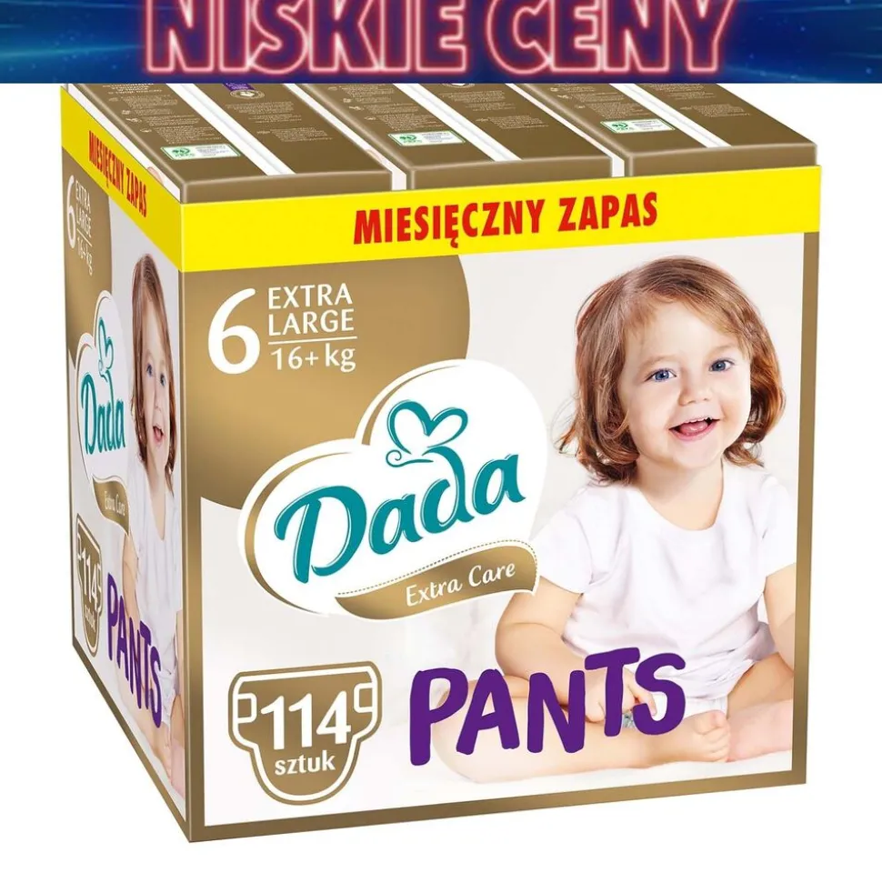 Pieluchomajtki Dada Extra Care Pants 6 XL, 16+ kg, 114 szt., superchłonny wkład