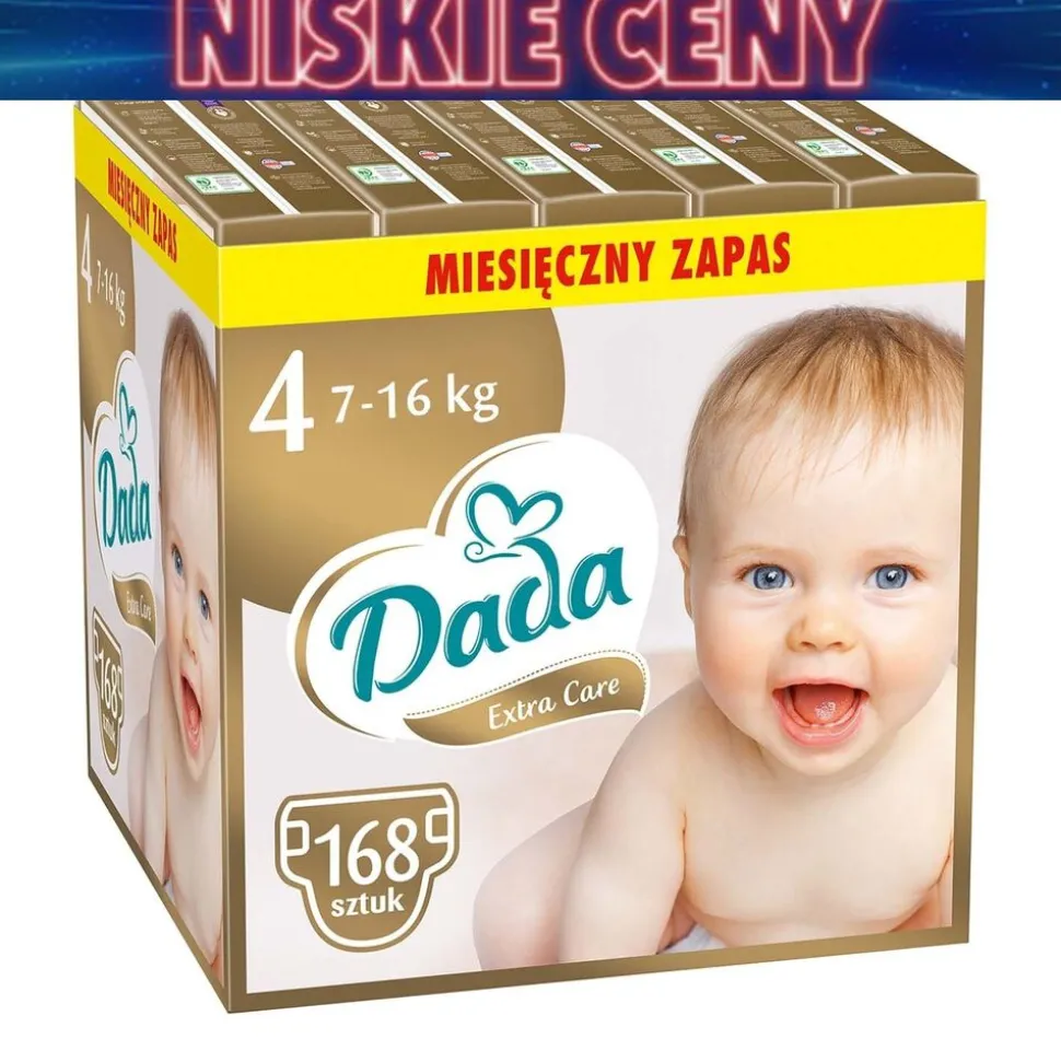 Pieluszki Dada Extra Care 4, 7-16 kg, 168 szt., superchłonny wkład