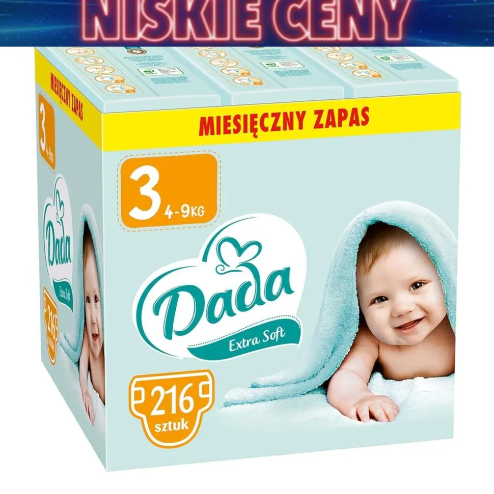 Pieluszki Extra Soft 3 Midi, 4-9 kg, 216 szt., z dodatkiem ekstraktu z aloesu