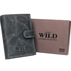 Pionowy nubukowy portfel z zapinką Always Wild, 13 x 10 x 2,5 cm