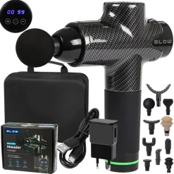 Pistolet do masażu Blow Wave 5000, 10 końcówek, 30 poziomów intensywności