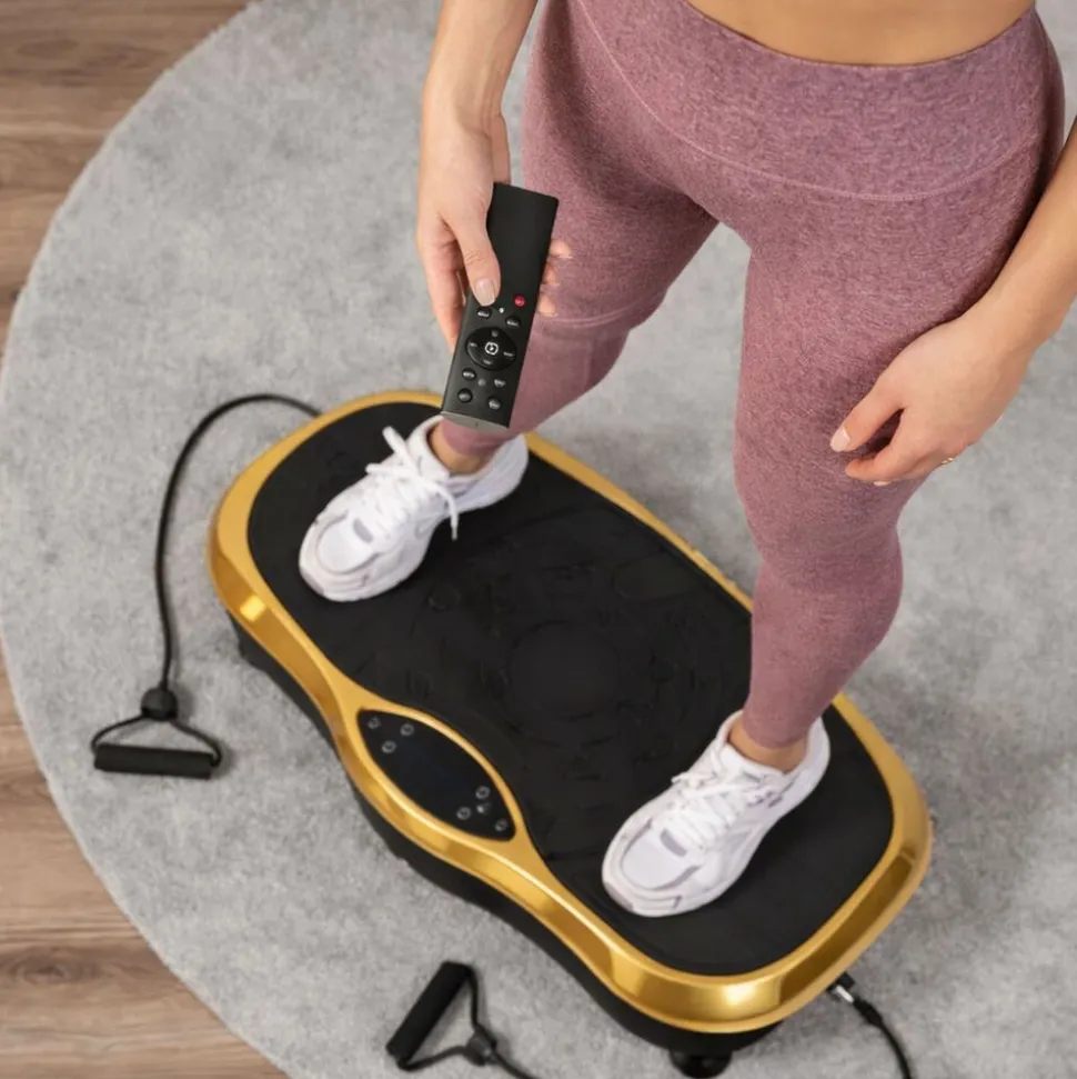 Platforma wibracyjna do ćwiczeń fitness Extralink Moonwalk Spinmove, czarno-złota