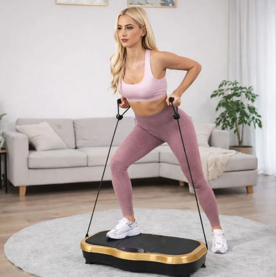 Platforma wibracyjna do ćwiczeń fitness Extralink Moonwalk Spinmove, czarno-złota