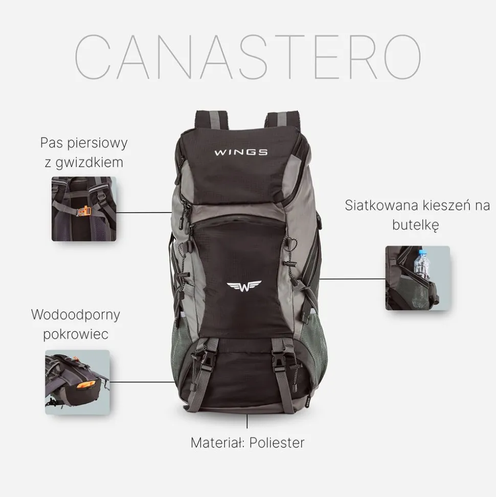 Plecak górski Wings Canastero, 30 l, czarny