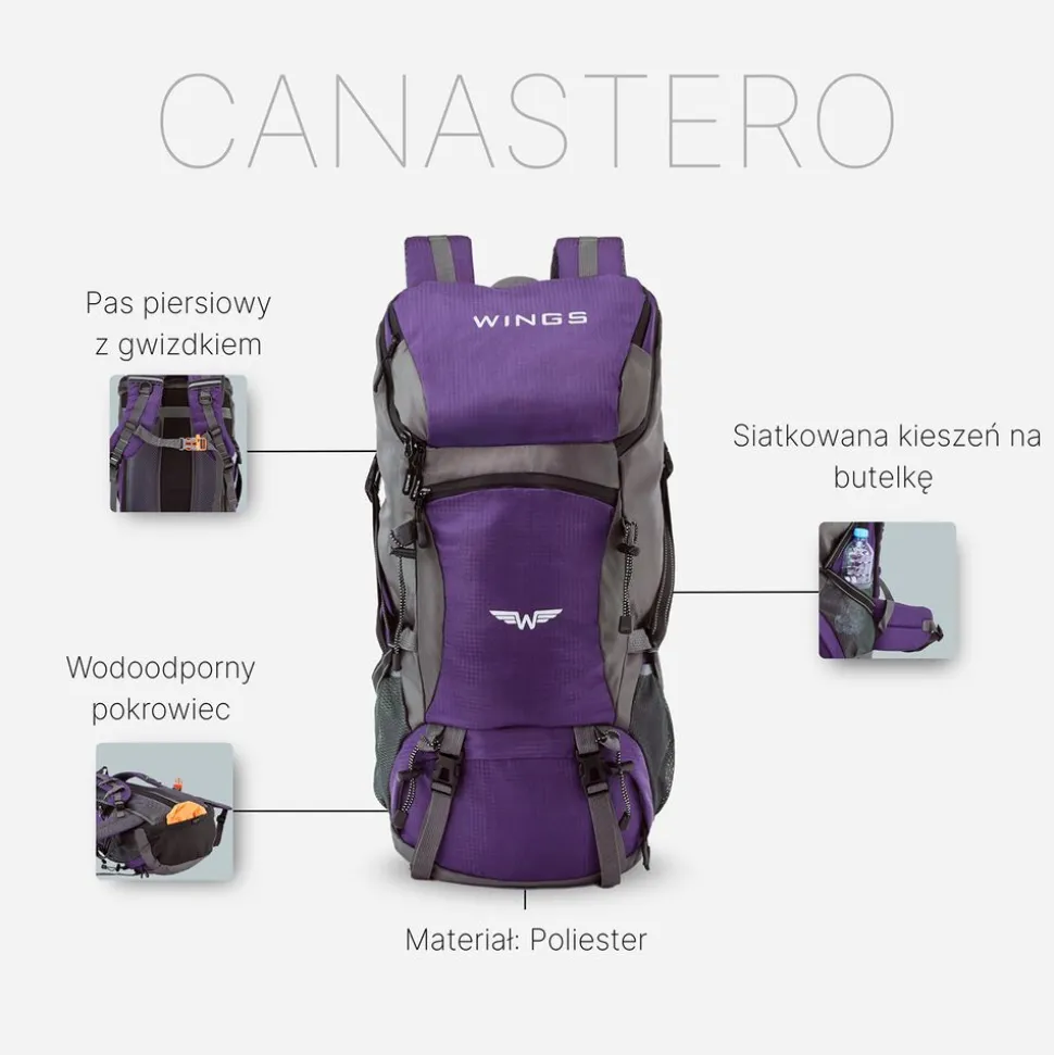 Plecak górski Wings Canastero, 30 l, fioletowy