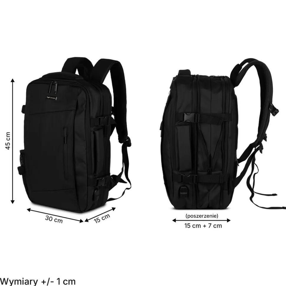 Plecak podróżny Wings Vireo OSP002, 29 l, czarny