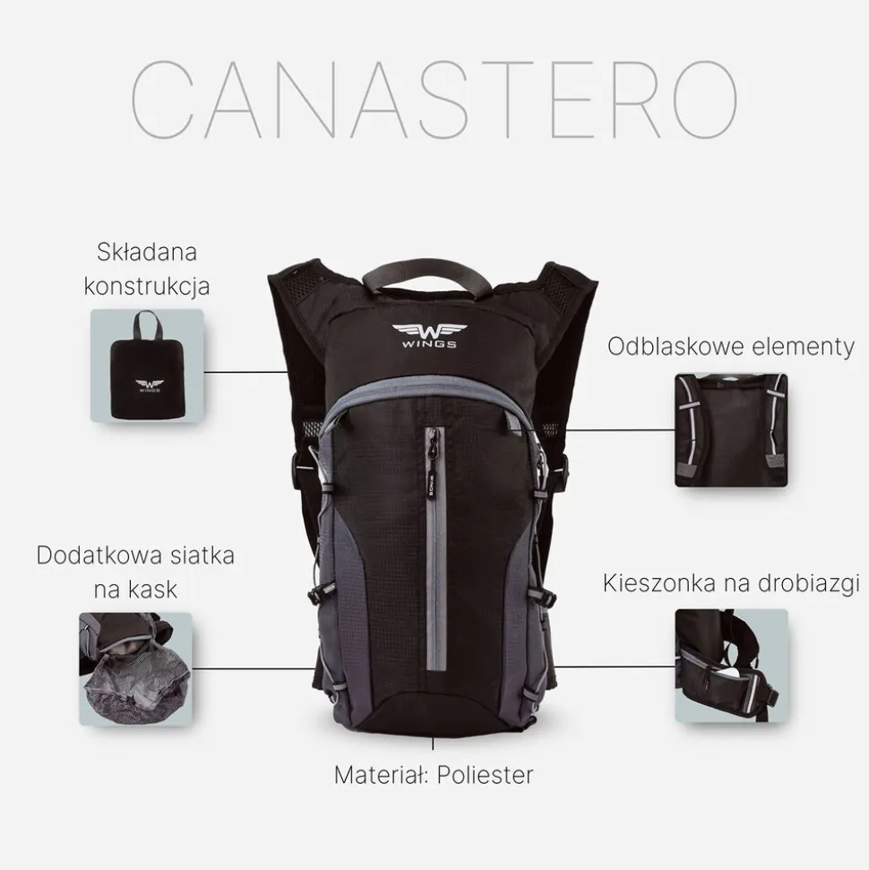 Plecak rowerowy Wings Canastero, 10 l, czarny