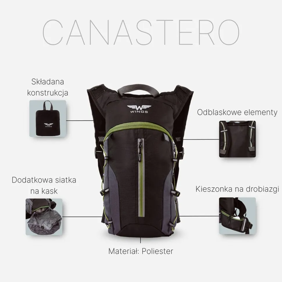 Plecak rowerowy Wings Canastero, 10 l, zielony