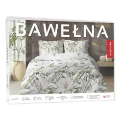 Pościel bawełniana 220 x 200 cm Detexpol, kwiaty, beżowa