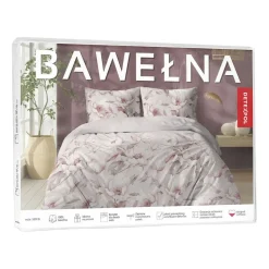 Pościel bawełniana 220 x 200 cm Detexpol, dalie, różowa