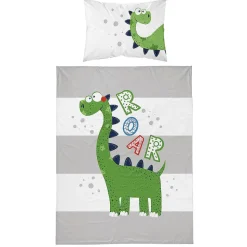 Pościel dziecięca bambusowa 100 x 135 cm Mayamoo, dino, szara