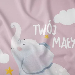 Pościel dziecięca bambusowa 100 x 135 cm Mayamoo, słoń, różowa