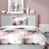 Pościel satynowa 140 x 200 cm Home Satin, pudroworóżowa w duże kwiaty
