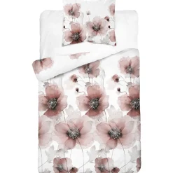Pościel satynowa 140 x 200 cm Home Satin, pudroworóżowa w duże kwiaty