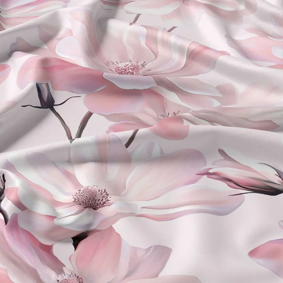 Pościel satynowa 220 x 200 cm Home Satin, kwiaty, różowa
