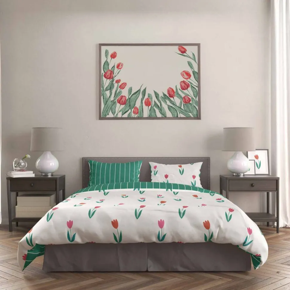 Pościel z mikrofibry 220 x 200 cm Faro Harmony, tulipany