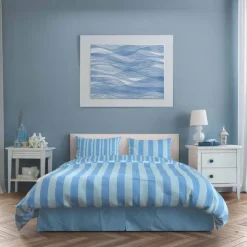 Pościel z mikrofibry 220 x 200 cm Faro Harmony, niebieskie paski