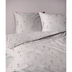 Pościel z perkalu 220 x 200 cm Lame Percale, kolorowe kwiatki, różowa