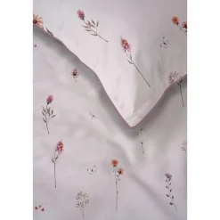 Pościel z perkalu 220 x 200 cm Lame Percale, kolorowe kwiatki, różowa