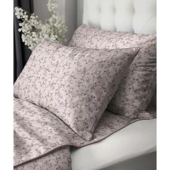Pościel z perkalu 220 x 200 cm Lame Percale, kwiatki, pudrowy róż