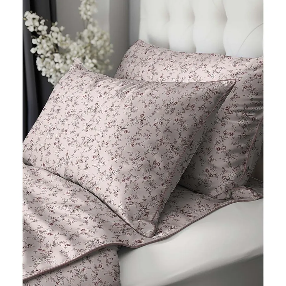 Pościel z perkalu 220 x 200 cm Lame Percale, kwiatki, pudrowy róż