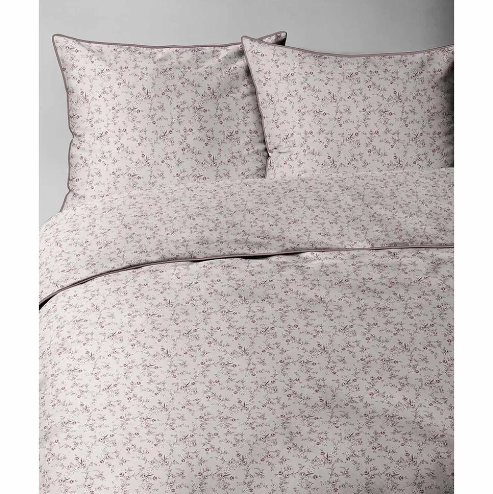 Pościel z perkalu 220 x 200 cm Lame Percale, kwiatki, pudrowy róż