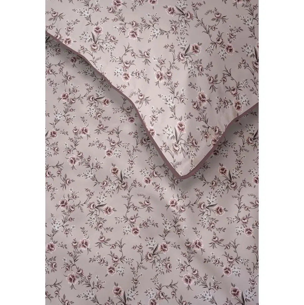 Pościel z perkalu 220 x 200 cm Lame Percale, kwiatki, pudrowy róż
