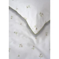 Pościel z perkalu 160 x 200 cm Lame Percale, kwiatki, biała