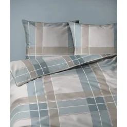 Pościel z perkalu 220 x 200 cm Lame Percale, geometria, niebieska
