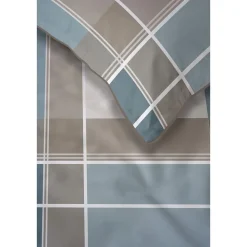 Pościel z perkalu 220 x 200 cm Lame Percale, geometria, niebieska