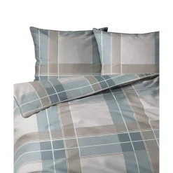 Pościel z perkalu 220 x 200 cm Lame Percale, geometria, niebieska