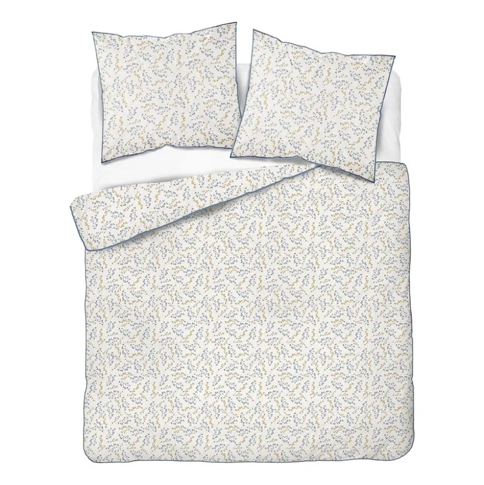 Pościel z perkalu 160 x 200 cm Lame Percale, niebiesko-żółte kwiaty