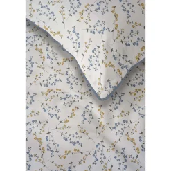 Pościel z perkalu 160 x 200 cm Lame Percale, niebiesko-żółte kwiaty