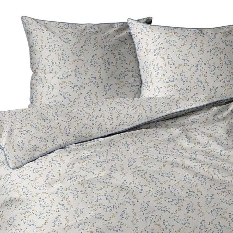 Pościel z perkalu 160 x 200 cm Lame Percale, niebiesko-żółte kwiaty