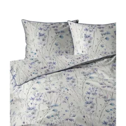 Pościel z perkalu 160 x 200 cm Lame Percale, niebieskie kwiatki