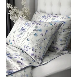 Pościel z perkalu 160 x 200 cm Lame Percale, niebieskie kwiatki