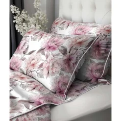 Pościel z perkalu 160 x 200 cm Lame Percale, różowe kwiaty
