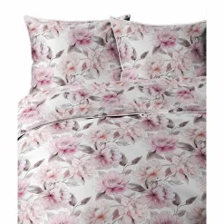 Pościel z perkalu 160 x 200 cm Lame Percale, różowe kwiaty