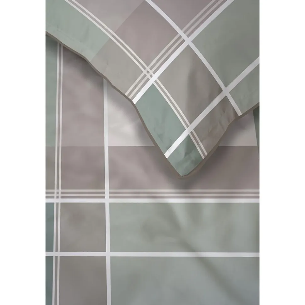 Pościel z perkalu 220 x 200 cm Lame Percale, geometria, zielona