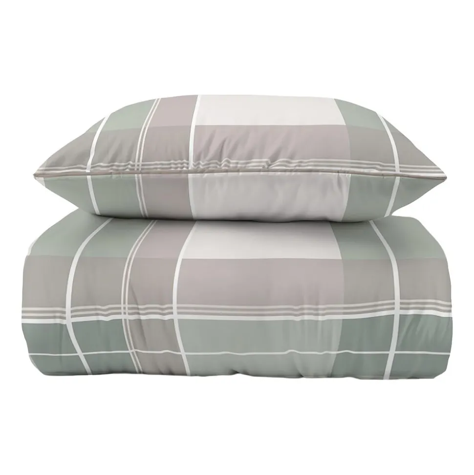 Pościel z perkalu 220 x 200 cm Lame Percale, geometria, zielona
