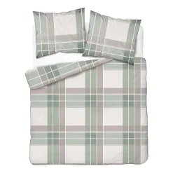 Pościel z perkalu 220 x 200 cm Lame Percale, geometria, zielona