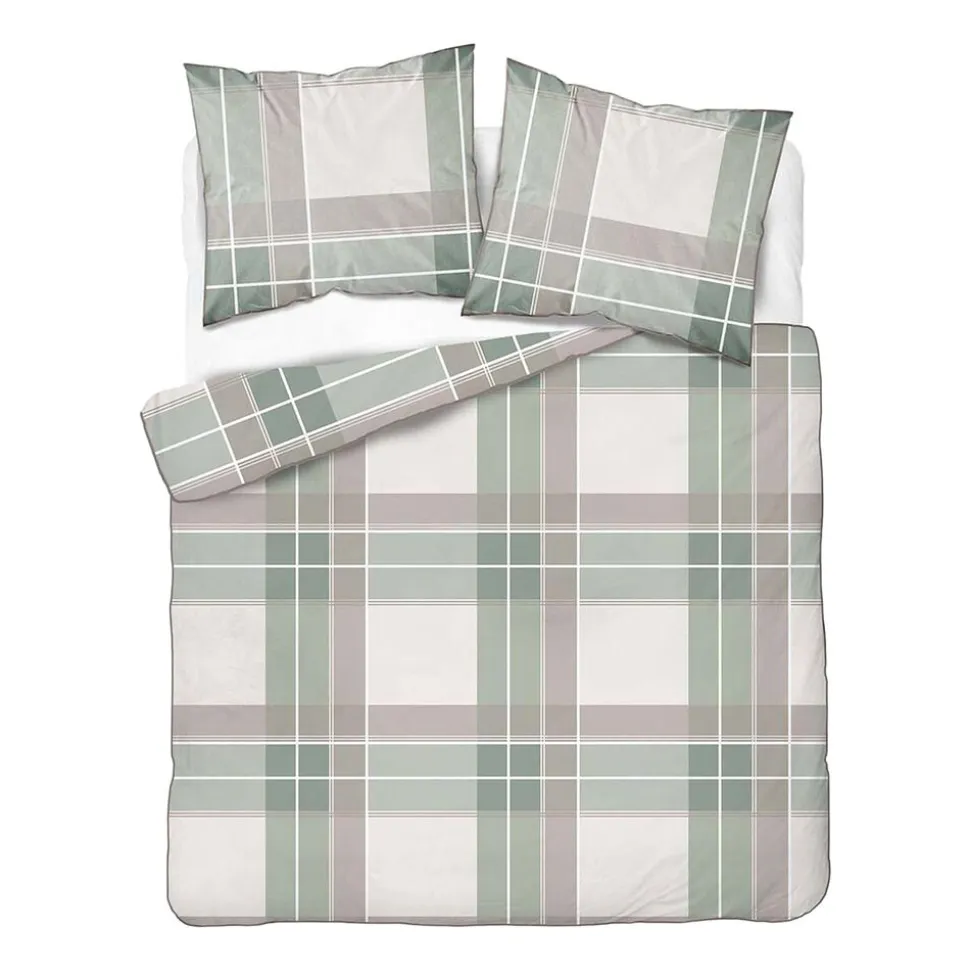 Pościel z perkalu 220 x 200 cm Lame Percale, geometria, zielona