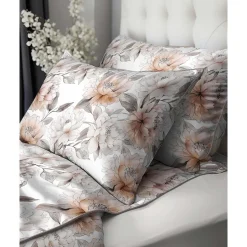 Pościel z perkalu 220 x 200 cm Lame Percale, beżowe kwiaty