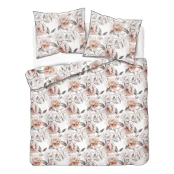 Pościel z perkalu 220 x 200 cm Lame Percale, beżowe kwiaty